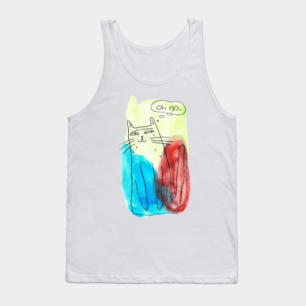 Oh No Nervous Watercolor cat Tank Top by saradaboru